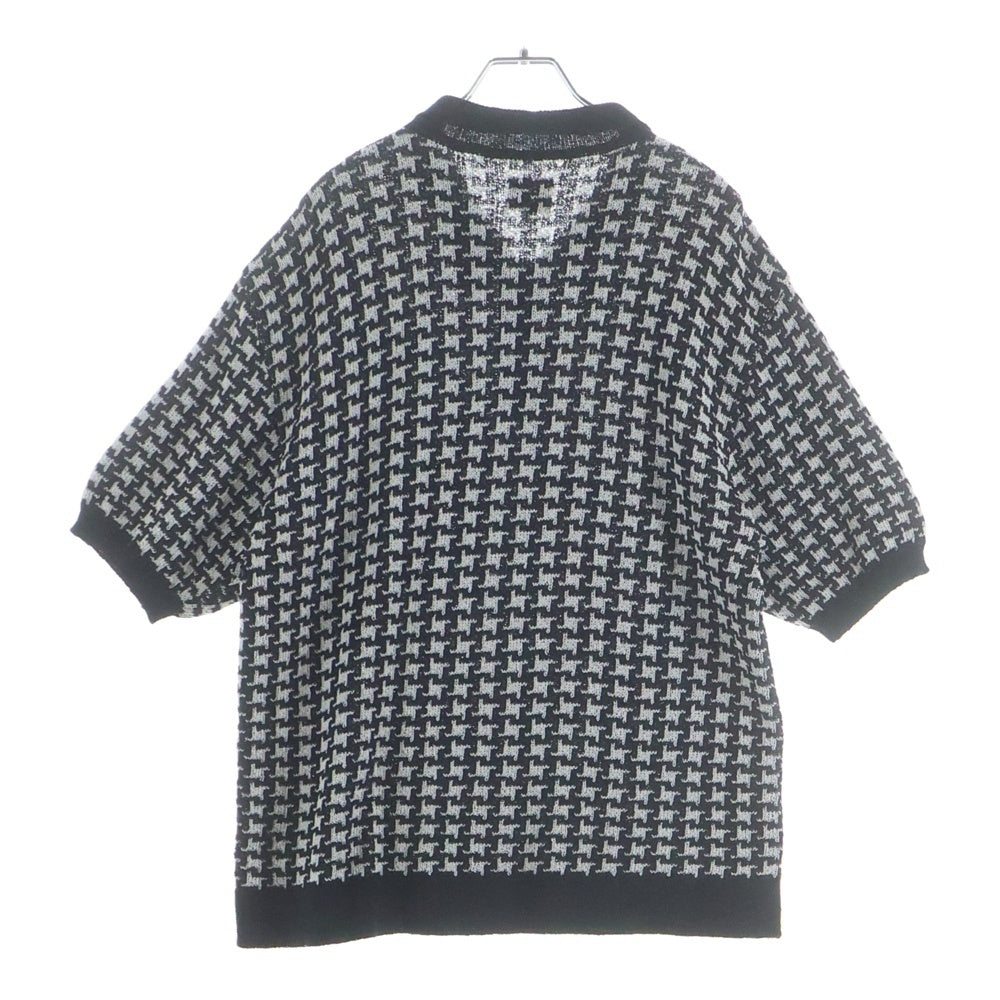 Needles(ニードルス) POLO SWEATER HOUNDSTOOTH ハウンズトゥース柄 半袖ポロシャツ ブラック MR323