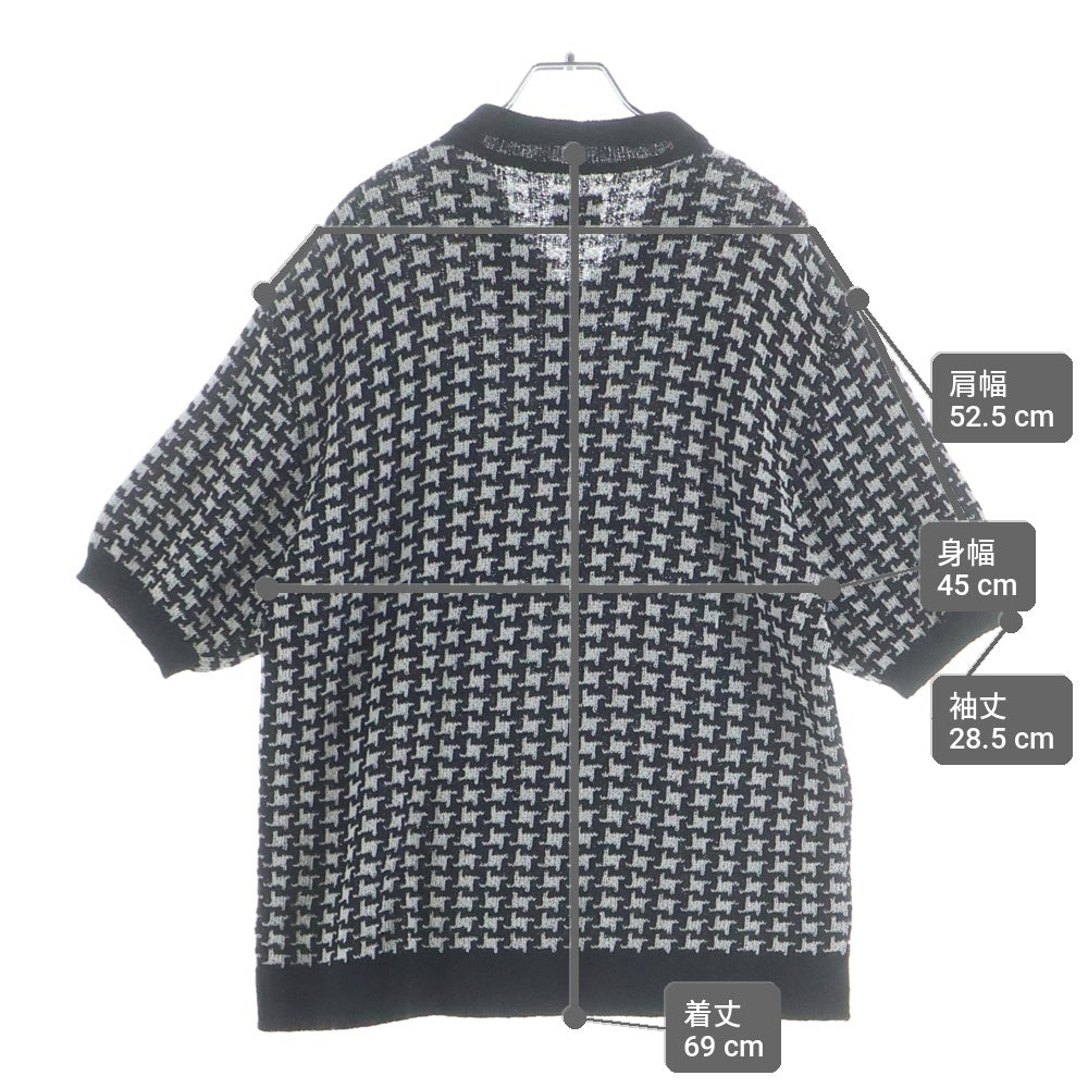 Needles(ニードルス) POLO SWEATER HOUNDSTOOTH ハウンズトゥース柄 半袖ポロシャツ ブラック MR323