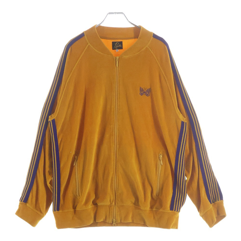 Needles(ニードルス) VEIOUR RIB COLLAR TRACK JACKET リブ カラー ロゴデザイン ジップアップ ベロア トラックジャケット イエロー GL220