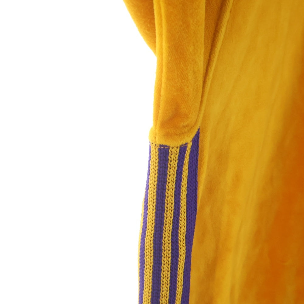 Needles(ニードルス) VEIOUR RIB COLLAR TRACK JACKET リブ カラー ロゴデザイン ジップアップ ベロア トラックジャケット イエロー GL220
