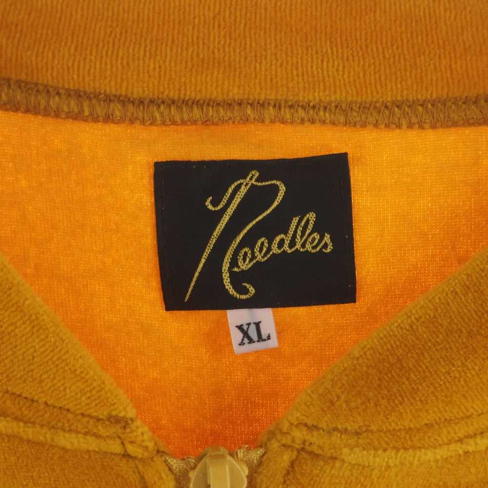 Needles(ニードルス) VEIOUR RIB COLLAR TRACK JACKET リブ カラー ロゴデザイン ジップアップ ベロア トラックジャケット イエロー GL220