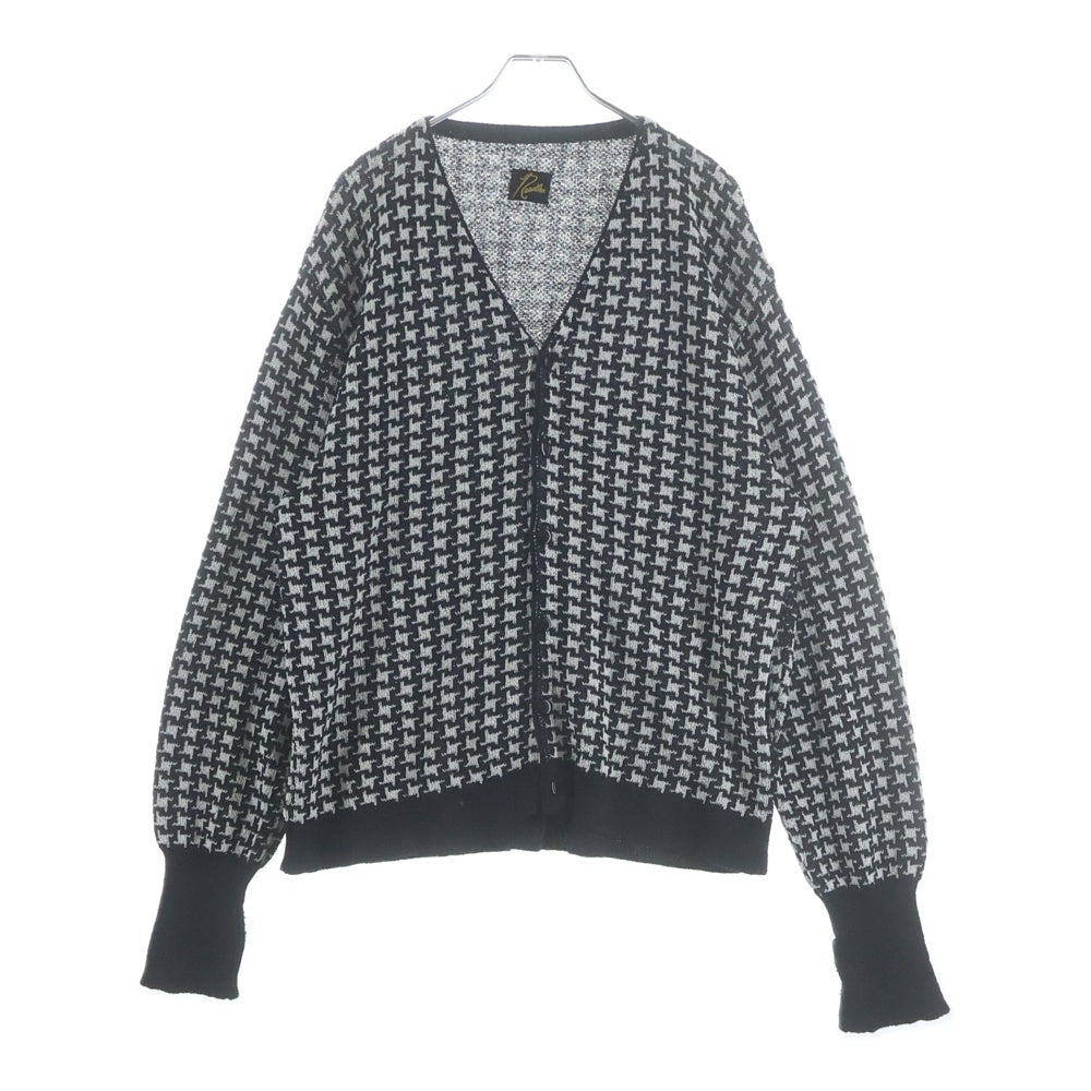 Needles(ニードルス) V NECK CARDIGAN HOUNDSTOOTH ハウンズトゥース柄 Vネック ニット カーディガン ブラック MR322