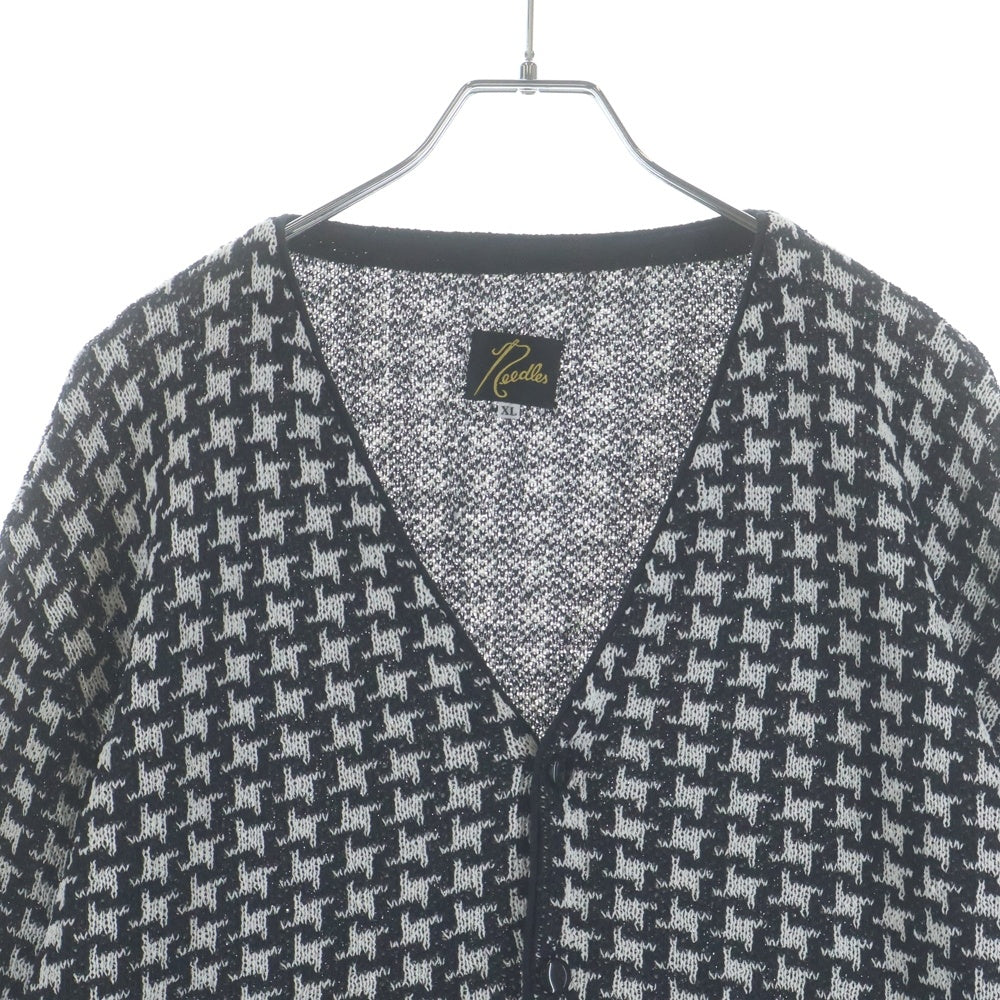 Needles(ニードルス) V NECK CARDIGAN HOUNDSTOOTH ハウンズトゥース柄 Vネック ニット カーディガン ブラック MR322