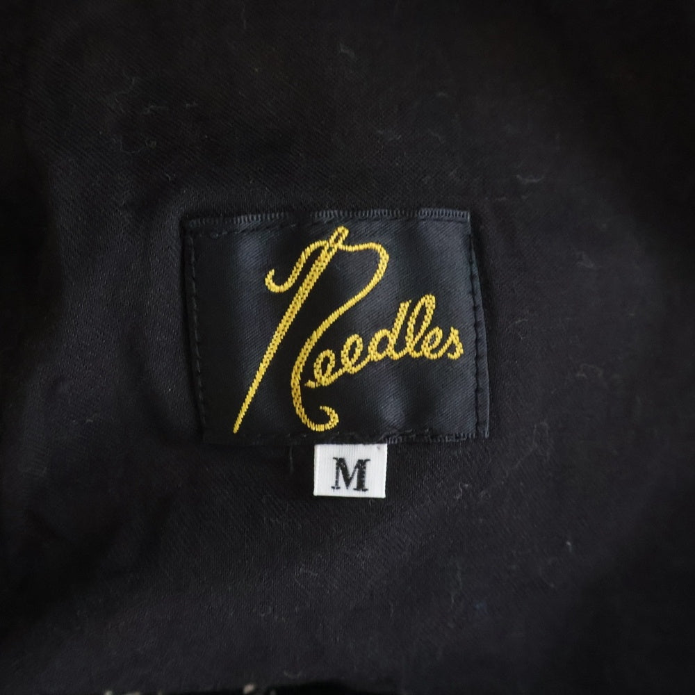 Needles(ニードルス) VELOUR TRACK JACKET フローラルデザイン ドローストリング ベロア トラックパンツ ブラック HM157