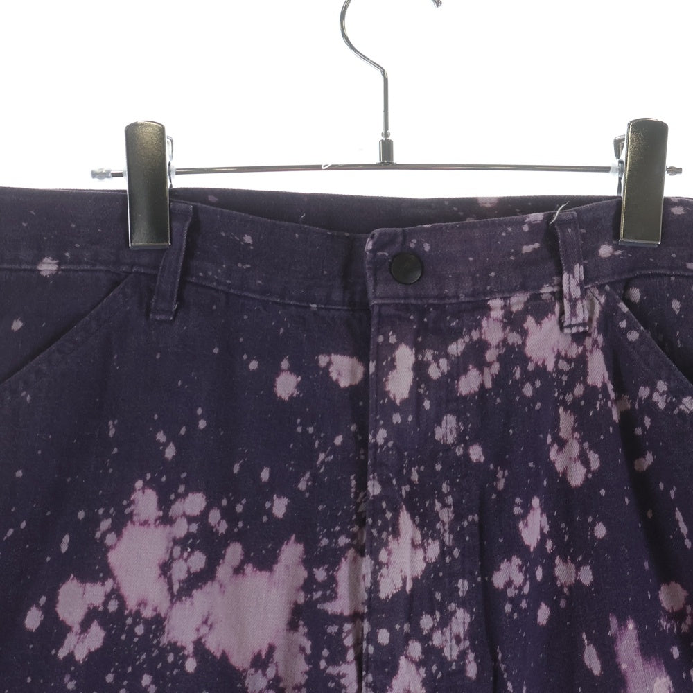Needles(ニードルス) 19SS ブリーチ加工 マルチポケット ジップアップ ペインターパンツ パープル EJ090