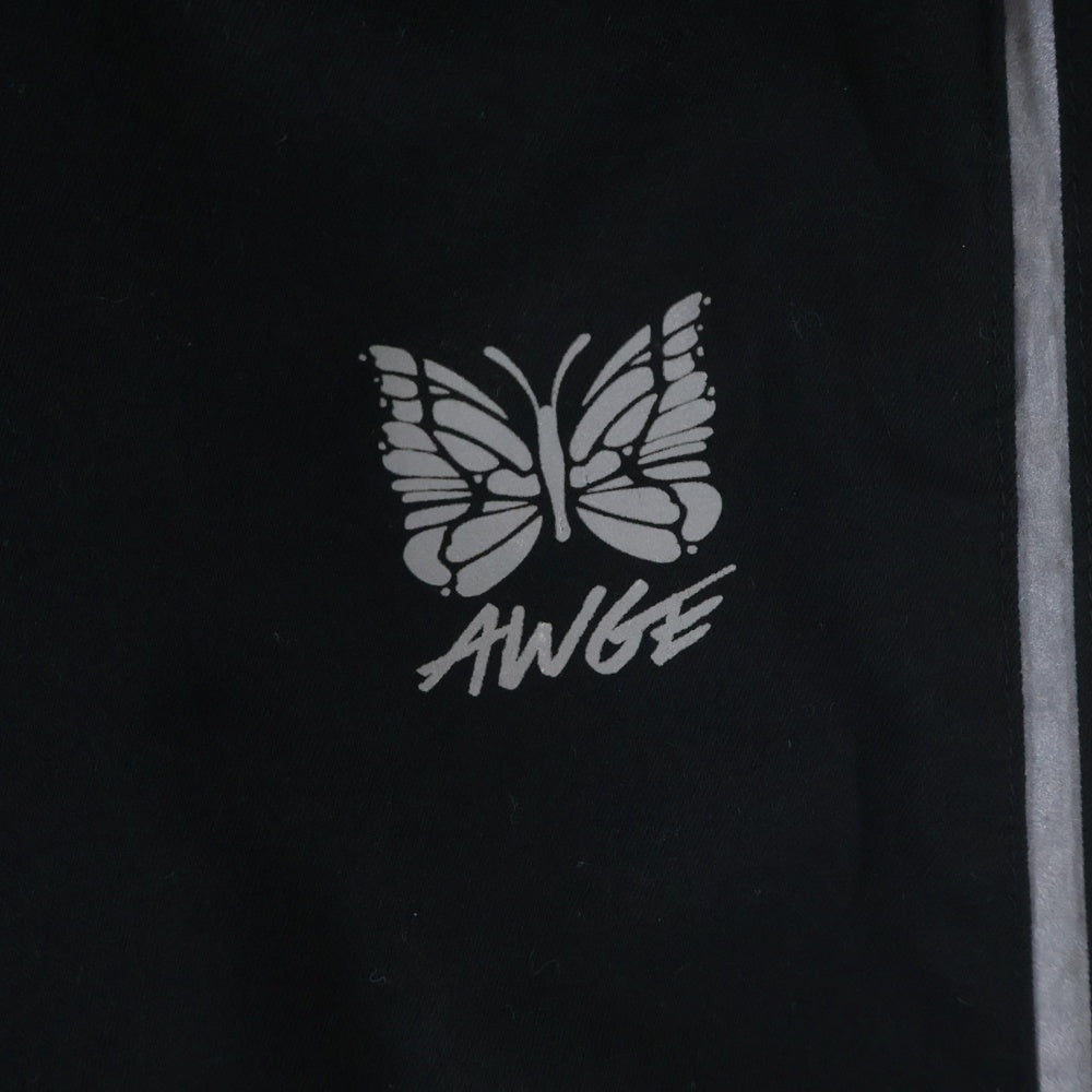 Needles(ニードルス) ×AWGE エーダブルジー ロゴデザイン ドローストリング トラックパンツ ブラック EJ951