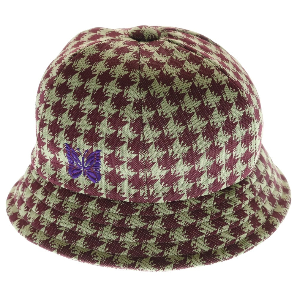 Needles(ニードルス) 千鳥格子柄 ロゴエンブロイダリー ポリエステル バケットハット 帽子 レッド/グリーン GL047