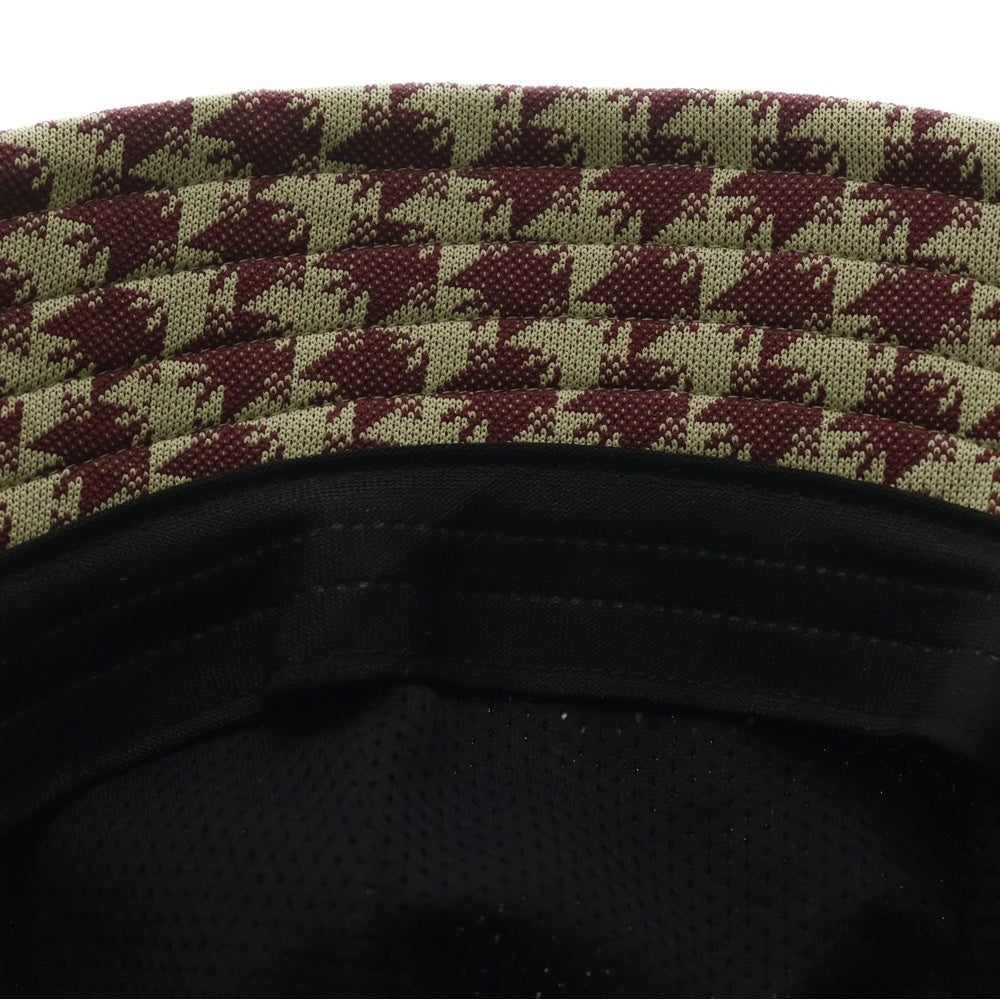 Needles(ニードルス) 千鳥格子柄 ロゴエンブロイダリー ポリエステル バケットハット 帽子 レッド/グリーン GL047