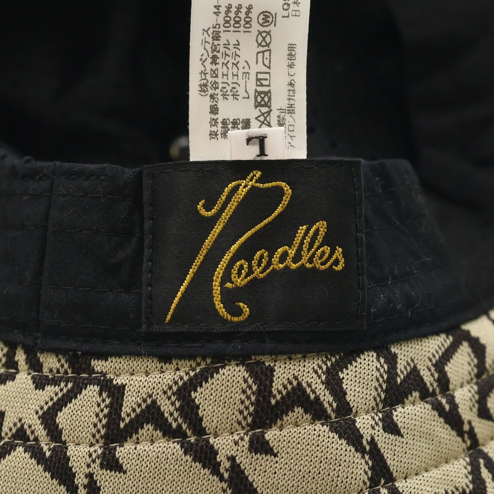 Needles(ニードルス) 22AW BERMUDA HAT POLY JQ STAR バミューダハット ポリエステルジャガード スター ロゴエンブロイダリー ポリエステル バケットハット 帽子 ベージュ LQ524