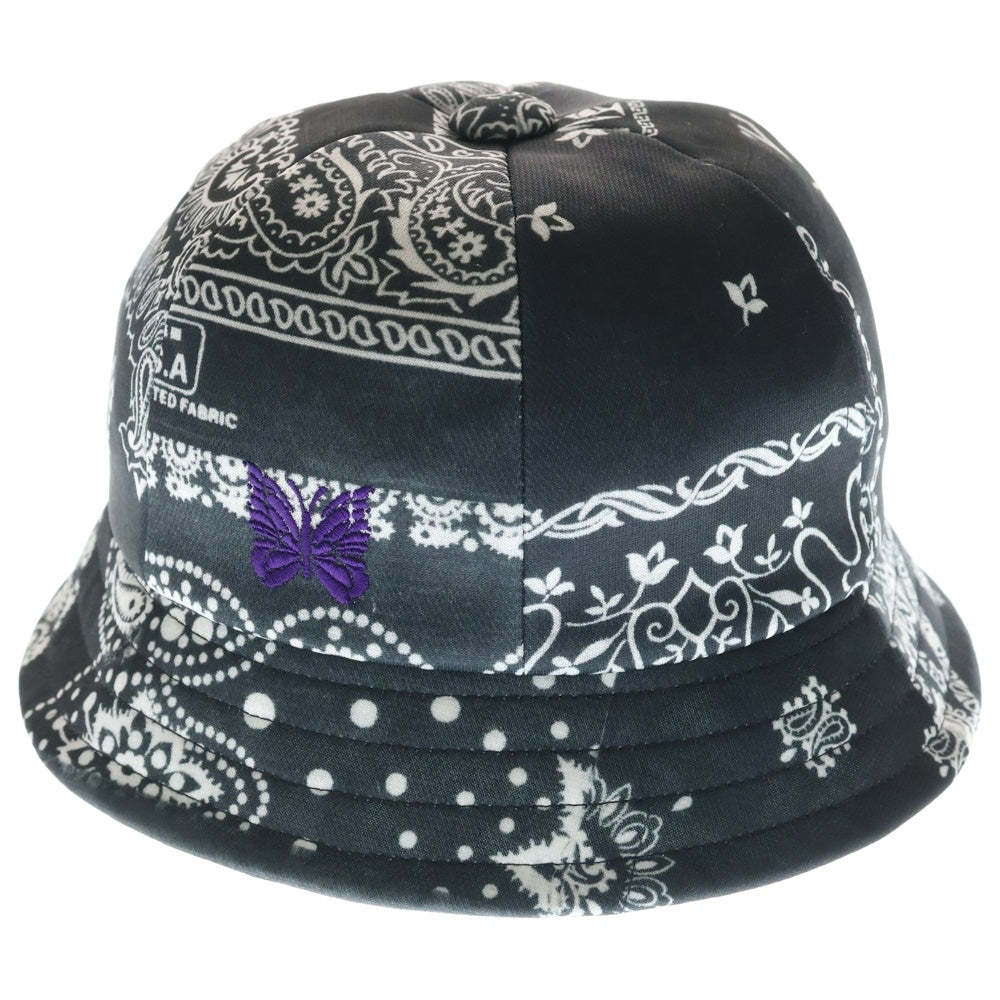 Needles(ニードルス) ペイズリー柄 ロゴエンブロイダリー ポリエステル バケットハット 帽子 グレー PU1723