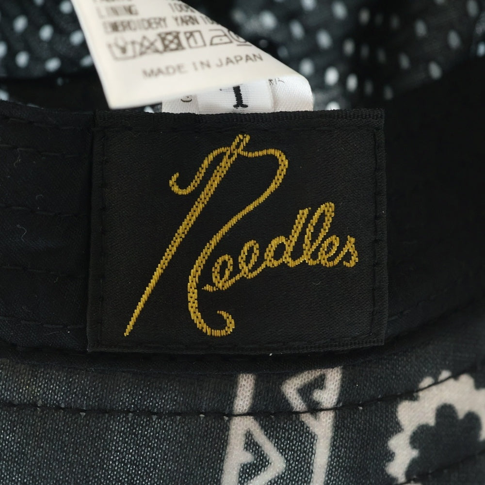 Needles(ニードルス) ペイズリー柄 ロゴエンブロイダリー ポリエステル バケットハット 帽子 グレー PU1723