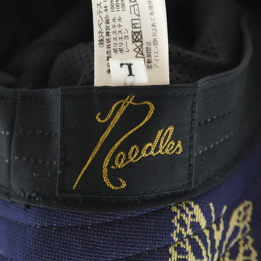 Needles(ニードルス) バタフライ 総柄 ロゴエンブロイダリー ポリエステル バケットハット 帽子 ネイビー GL047