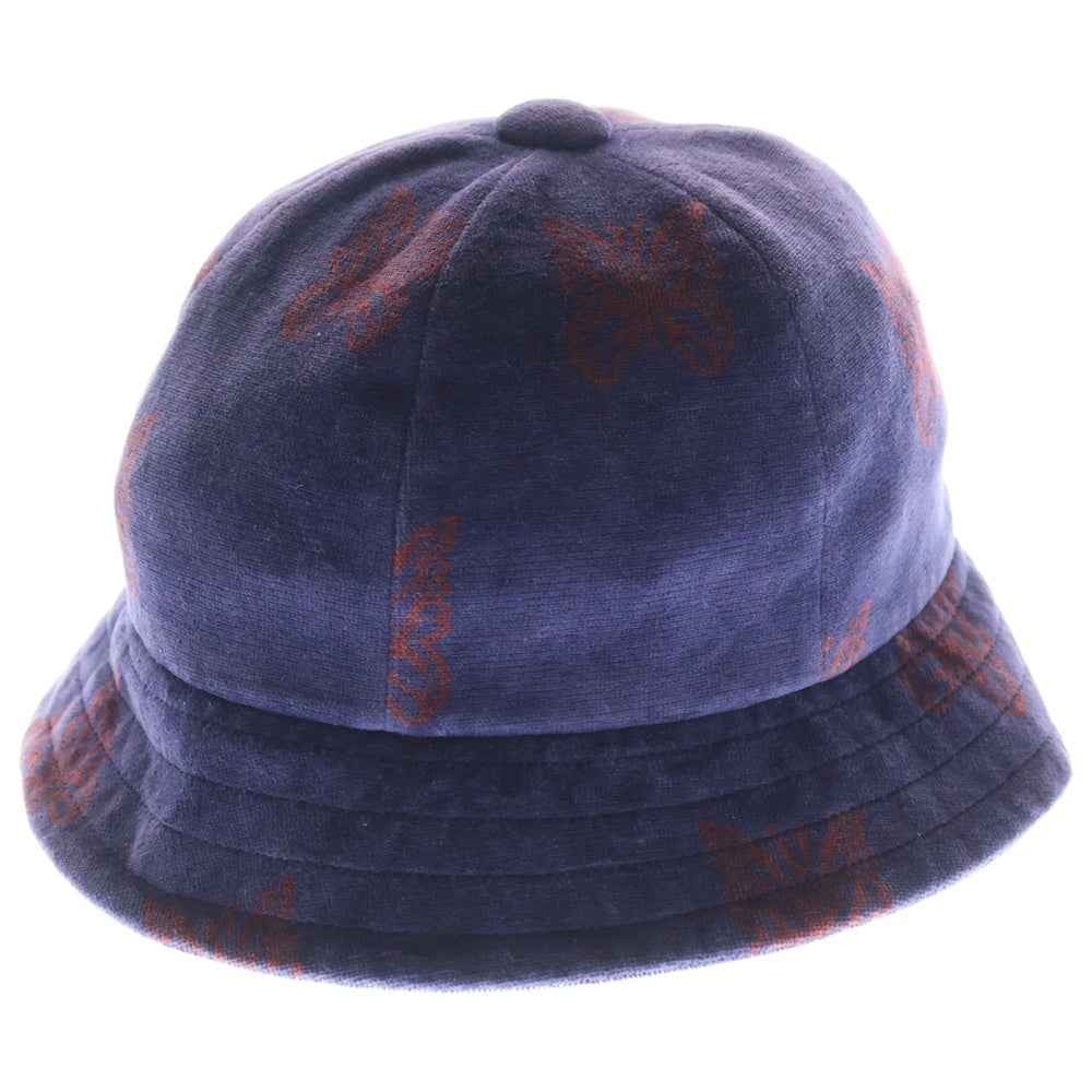 Needles(ニードルス) バタフライ 総柄 ロゴエンブロイダリー コットンベロア バケットハット 帽子 ネイビー LQ037