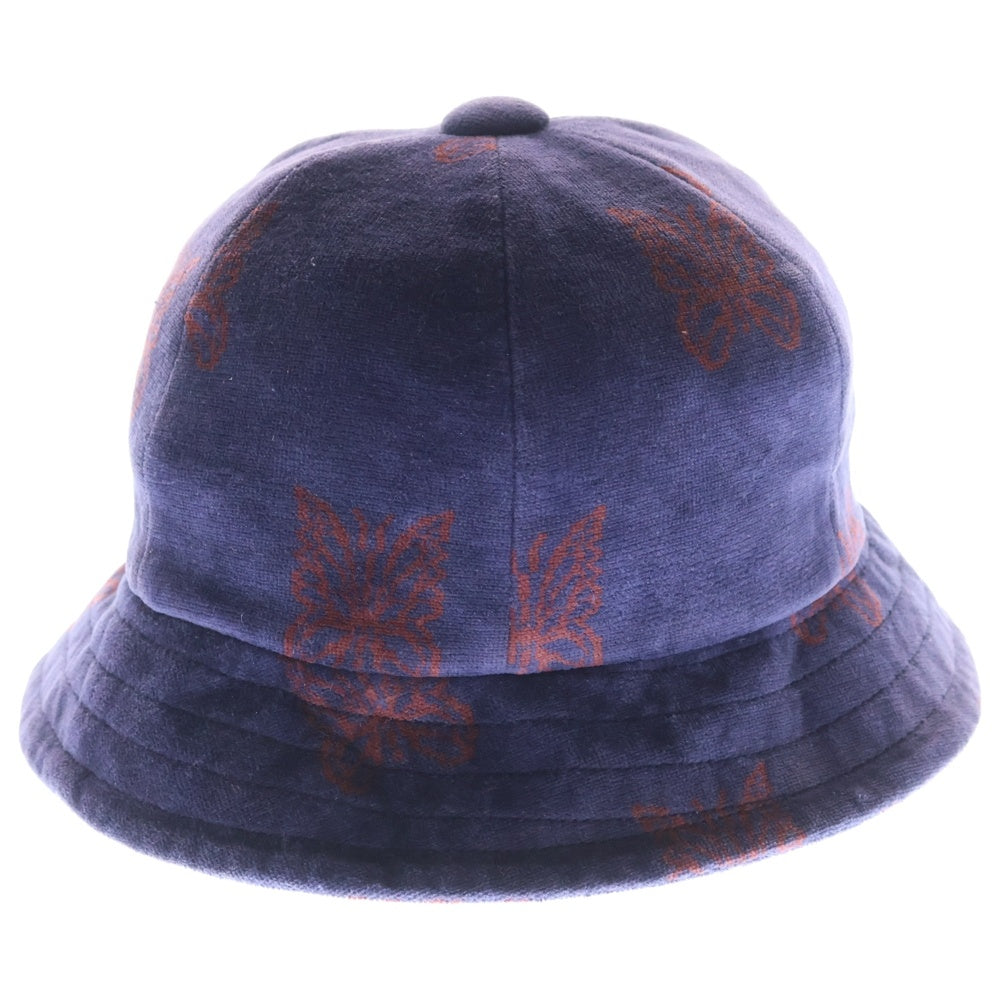 Needles(ニードルス) バタフライ 総柄 ロゴエンブロイダリー コットンベロア バケットハット 帽子 ネイビー LQ037