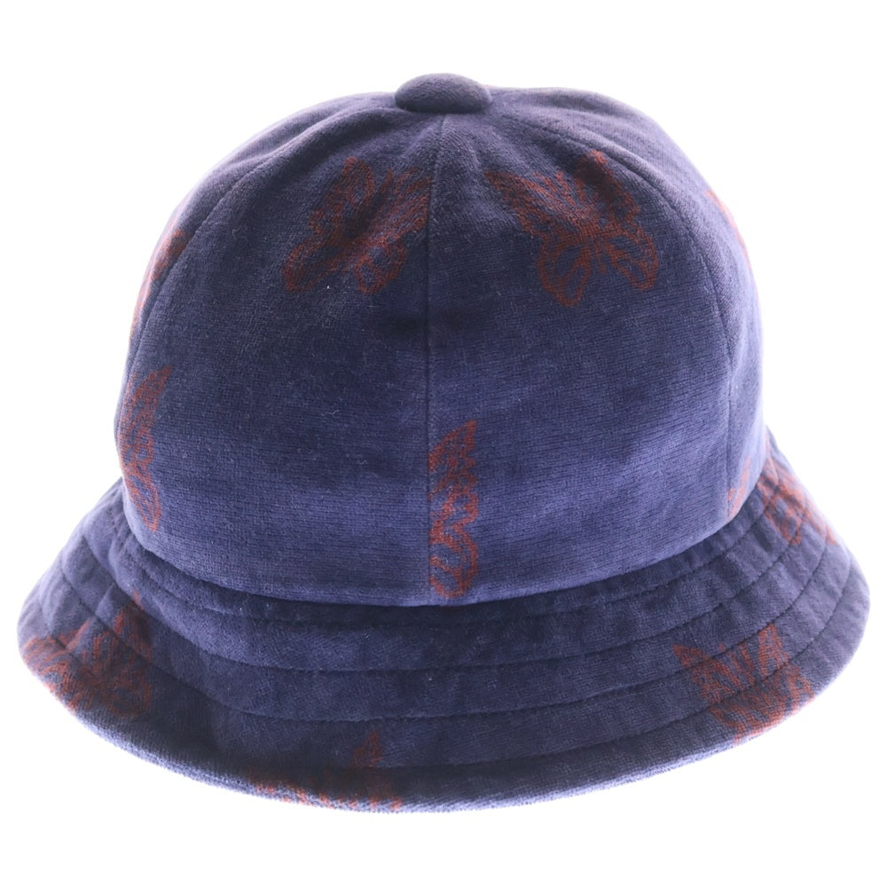 Needles(ニードルス) バタフライ 総柄 ロゴエンブロイダリー コットンベロア バケットハット 帽子 ネイビー LQ037