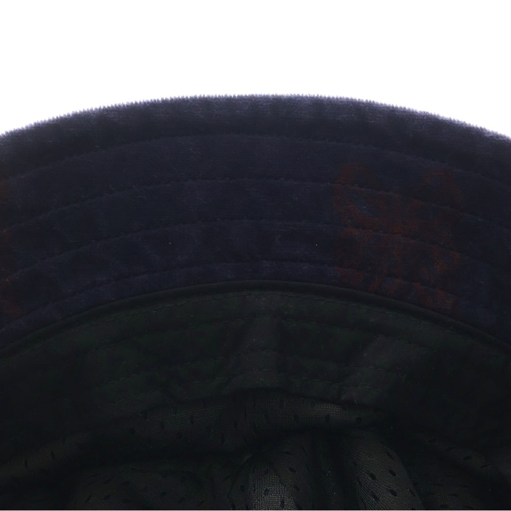 Needles(ニードルス) バタフライ 総柄 ロゴエンブロイダリー コットンベロア バケットハット 帽子 ネイビー LQ037