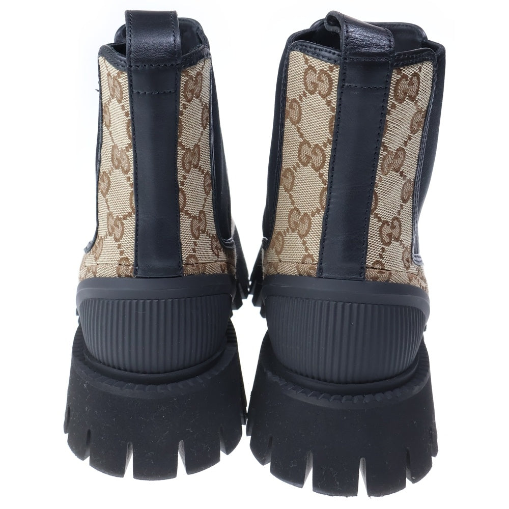 GUCCI(グッチ) GGキャンバス レザー シャークソール サイドゴアブーツ 739777