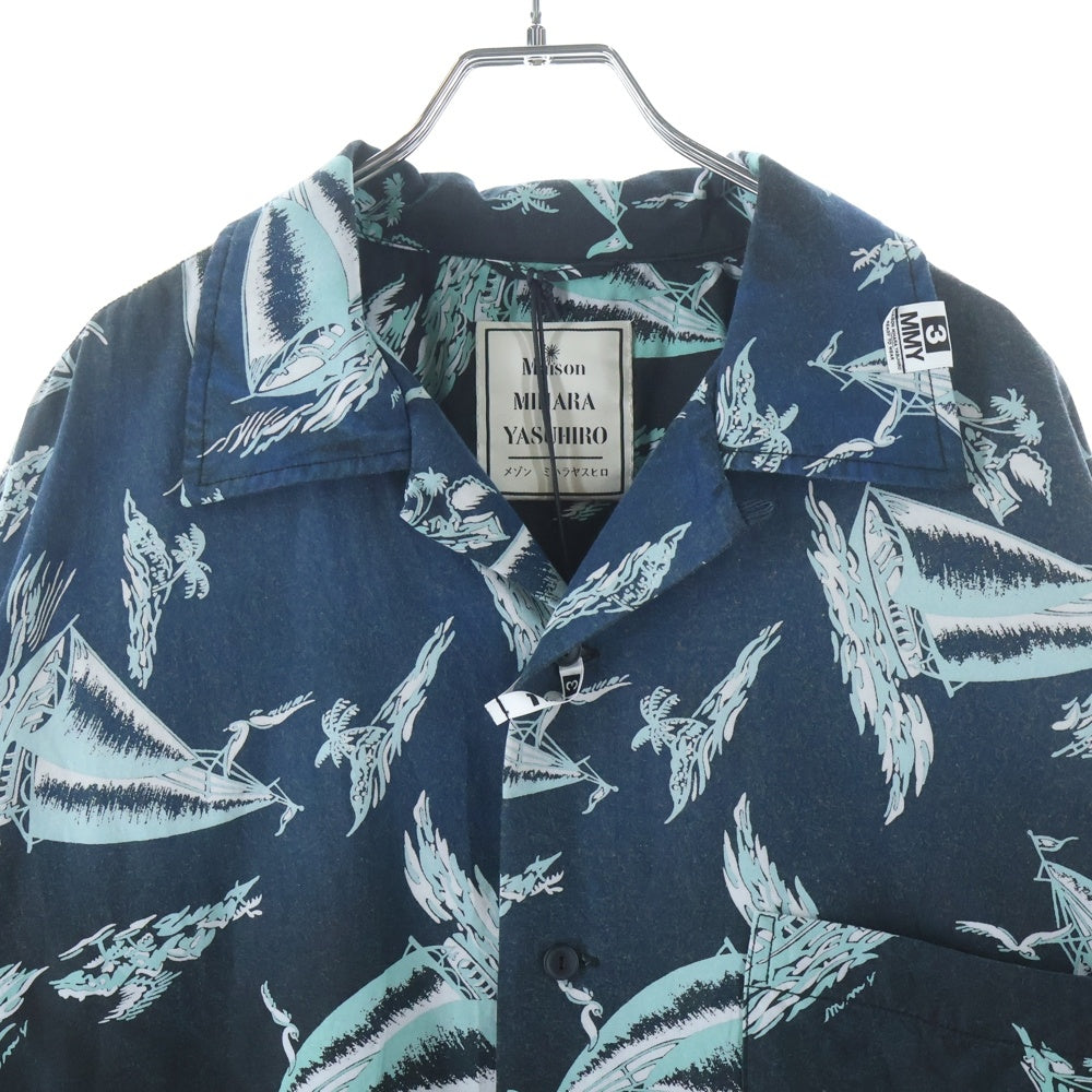 MAISON MIHARAYASUHIRO(メゾンミハラヤスヒロ) 25SS Vintage Like Aloha Short-Sleeve Shirt 半袖アロハシャツ ブラック/グリーン J14SH187