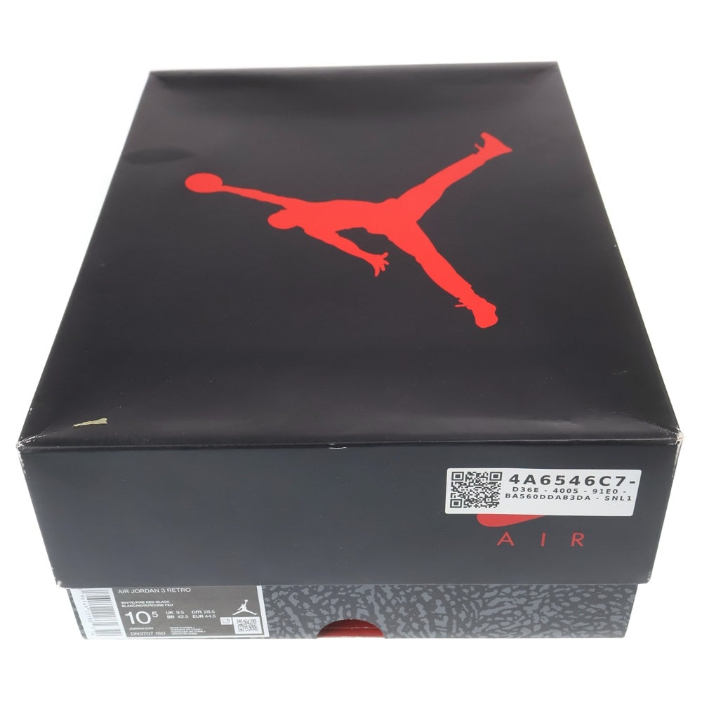 NIKE(ナイキ) AIR JORDAN 3 RETRO FIRE RED エアジョーダン 3 レトロ ファイヤーレッド ハイカットスニーカー ホワイト/レッド US10.5/28.5cm DN3707-160