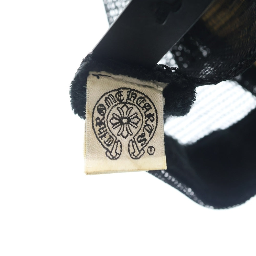 CHROME HEARTS(クロムハーツ) FUCK TRUCKER CAP レザーパッチ クロスボール 5パネル メッシュ トラッカーキャップ ブラック