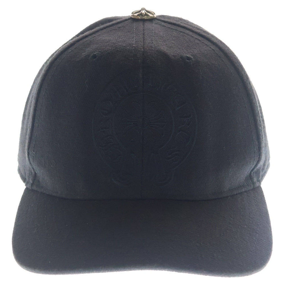 CHROME HEARTS(クロムハーツ) BASEBALL TRUCKER CAP ホースシューロゴエンブロイダリー クロスボール 6パネル トラッカー ベースボールキャップ ブラック