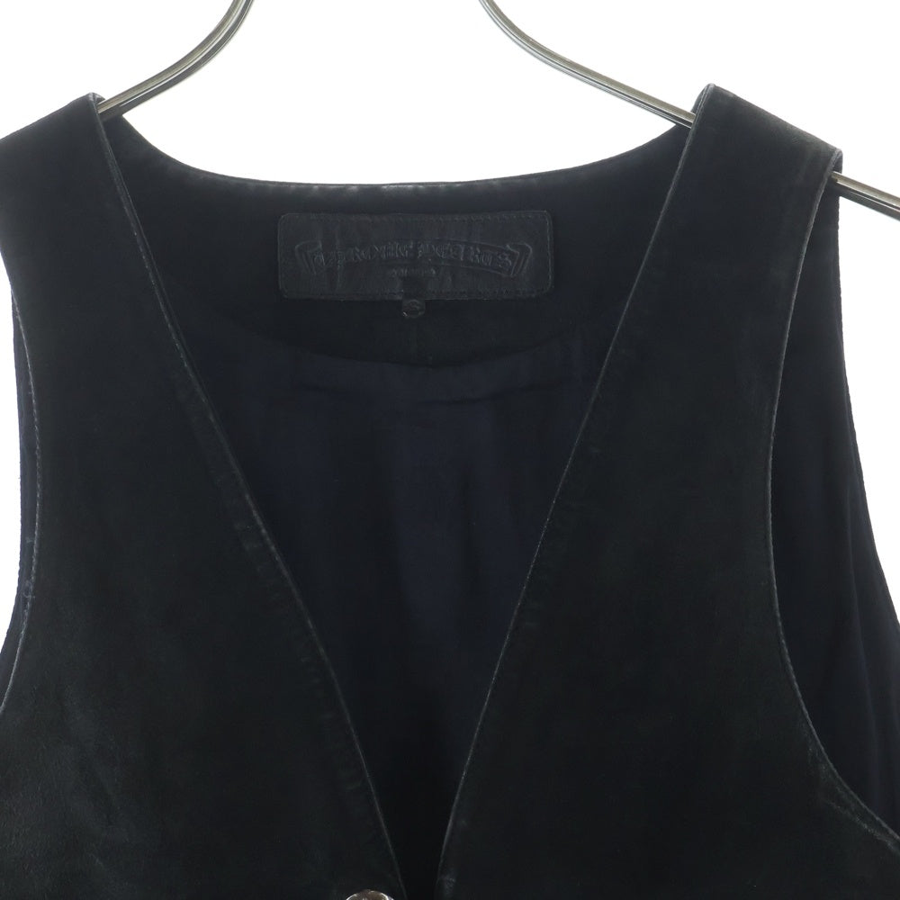 CHROME HEARTS(クロムハーツ) 2B SUEDE VEST スエードレザー クロスボールボタン ジレ ベスト ジャケット ブラック