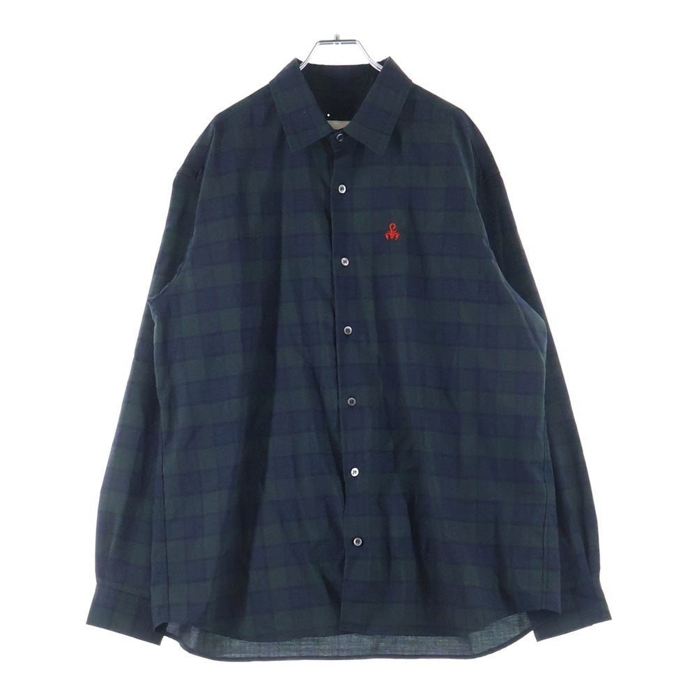 SOPHNET.(ソフネット) 26SS TROPICAL CHECK RELAX-FIT SHIRT トロピカル リラックスフィット 長袖チェックシャツ グリーン SPNT-260028