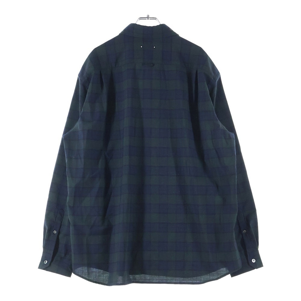 SOPHNET.(ソフネット) 26SS TROPICAL CHECK RELAX-FIT SHIRT トロピカル リラックスフィット 長袖チェックシャツ グリーン SPNT-260028