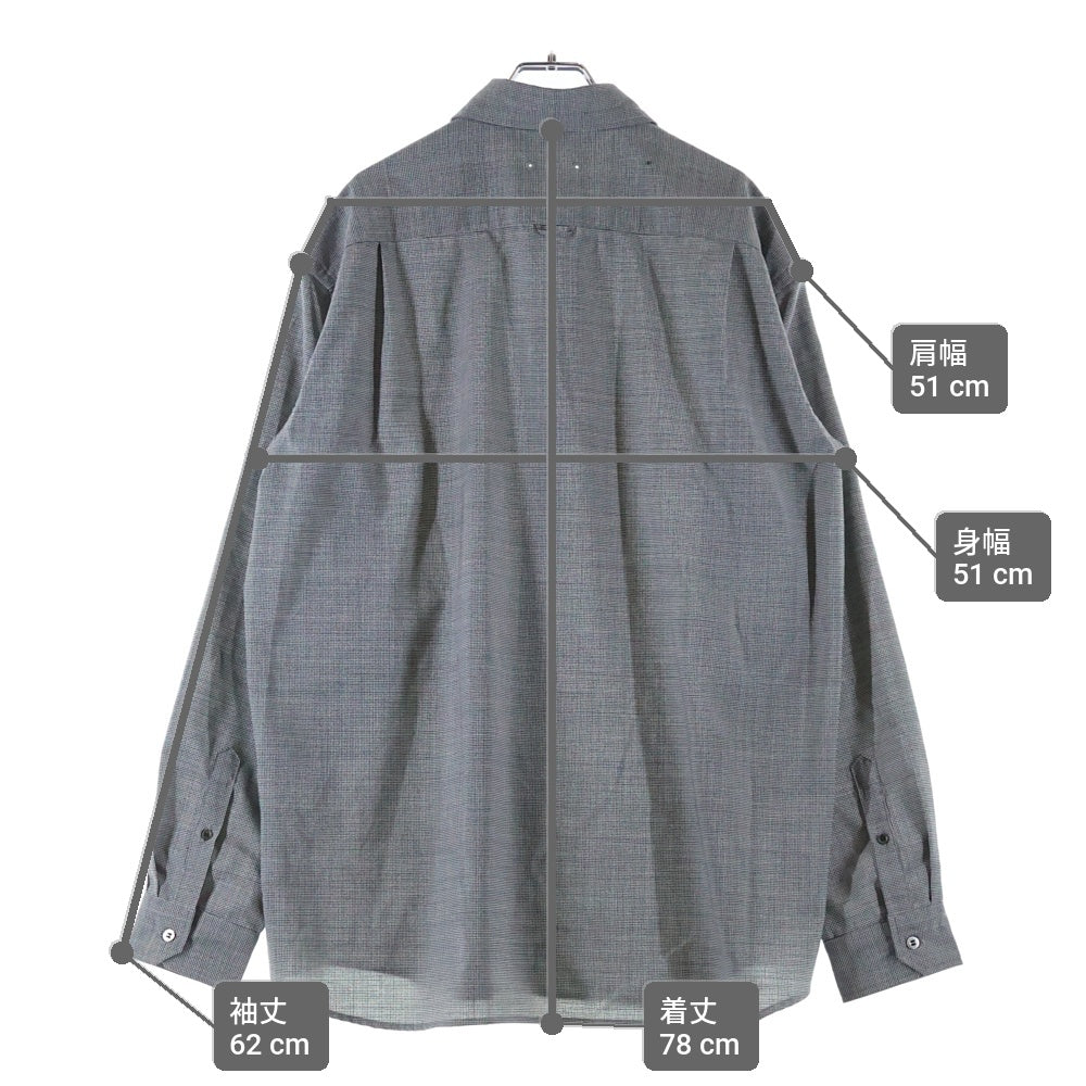 SOPHNET.(ソフネット) 26SS TROPICAL CHECK RELAX-FIT SHIRT トロピカル リラックスフィット 長袖チェックシャツ ブラック/ホワイト SPNT-260028