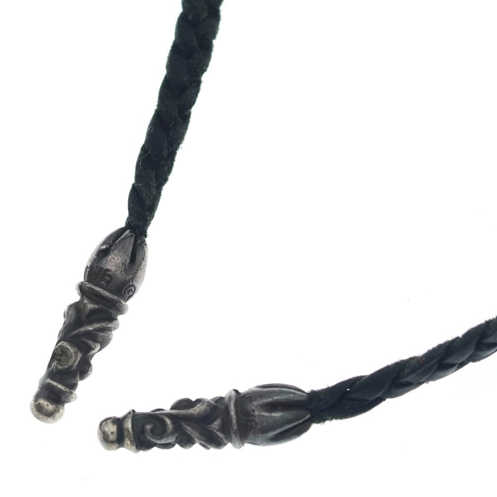 CHROME HEARTS(クロムハーツ) LEATHER BRAID SCROLL ネックレス レザーブレイドネックレス ブラック/シルバー BCA377