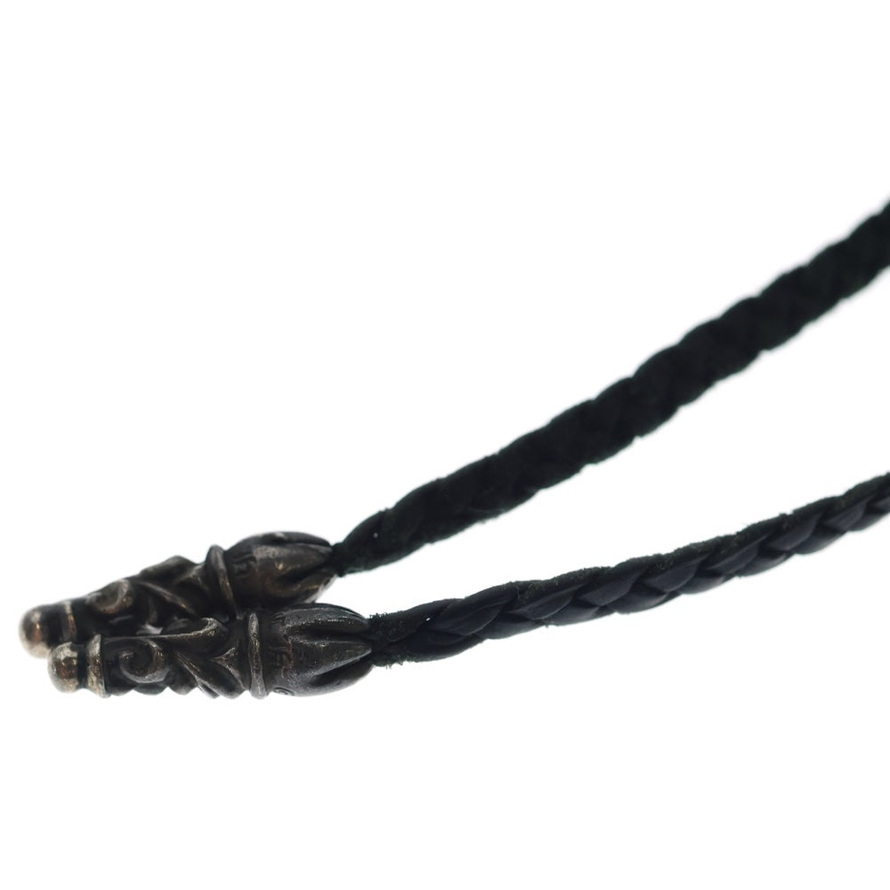 CHROME HEARTS(クロムハーツ) LEATHER BRAID SCROLL ネックレス レザーブレイドネックレス ブラック/シルバー BCA377