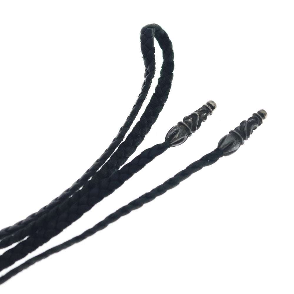 CHROME HEARTS(クロムハーツ) LEATHER BRAID SCROLL ネックレス レザーブレイドネックレス ブラック/シルバー BCA377