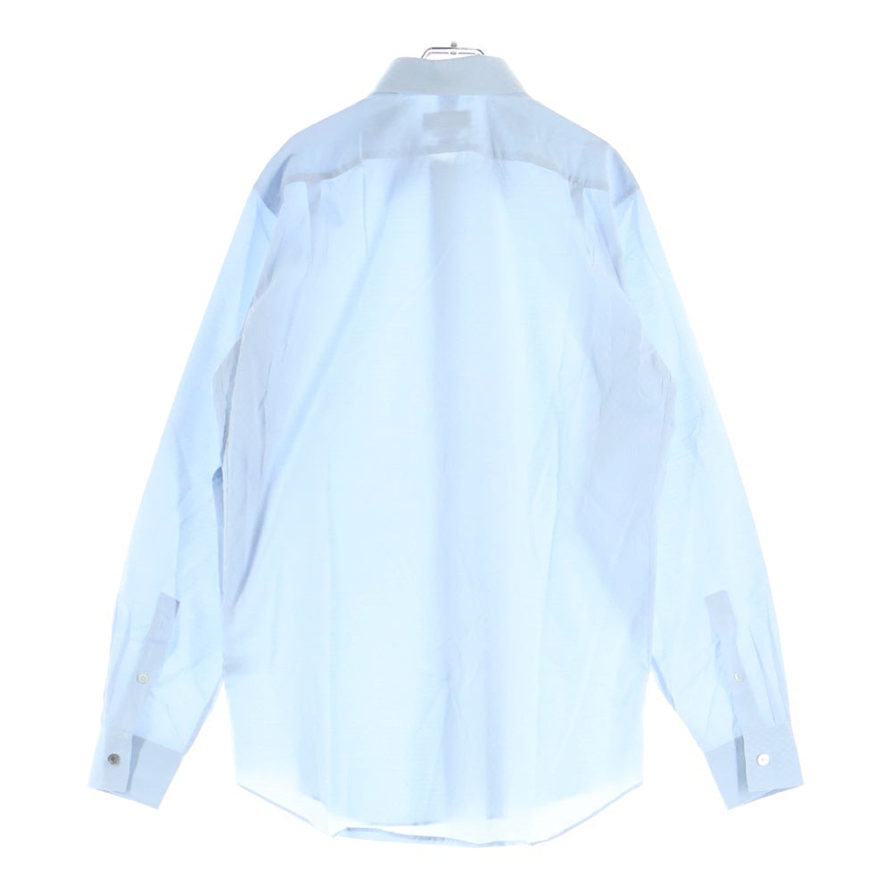 HERMES(エルメス) フランス製 H総柄 ロングスリーブ コットンシャツ ブルー