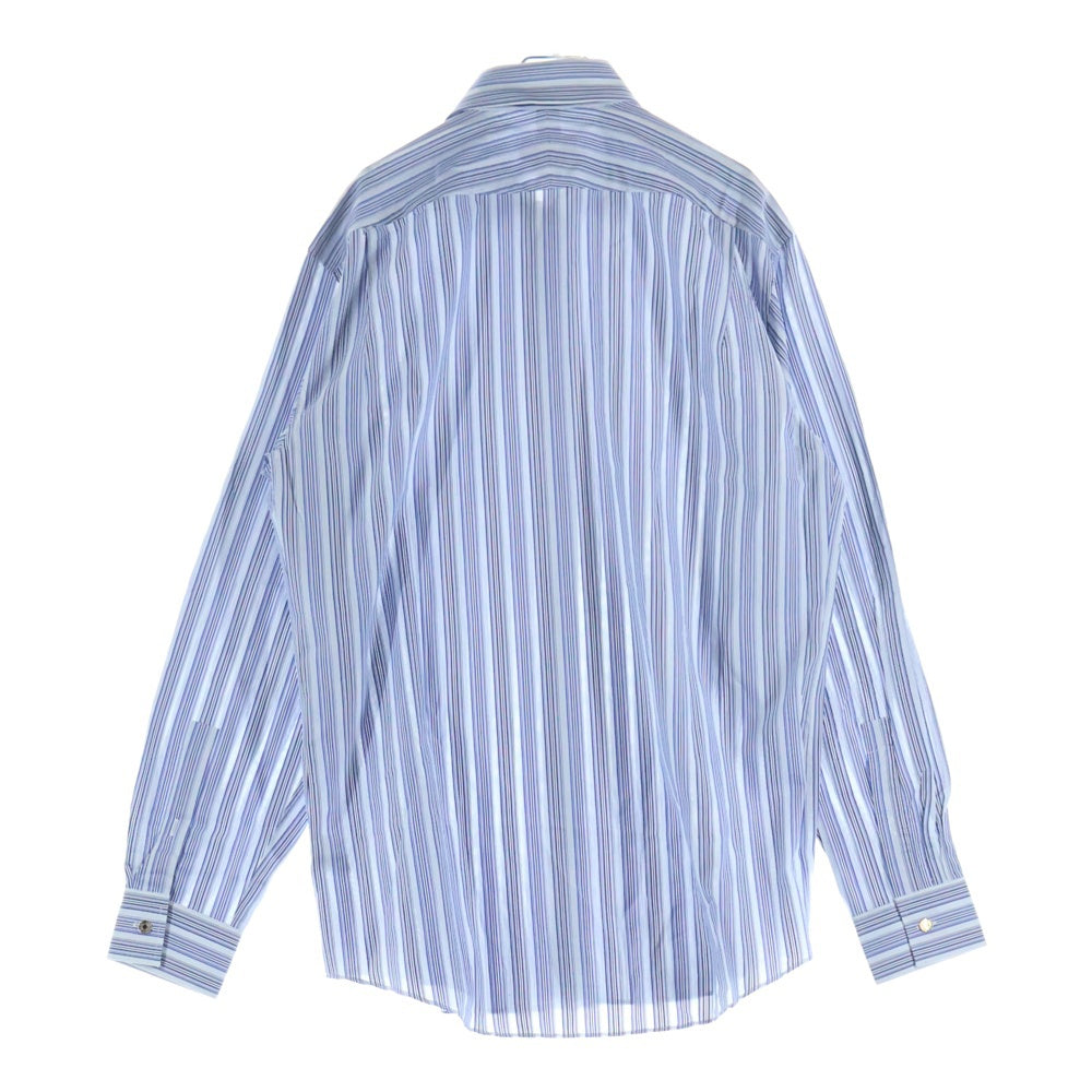 HERMES(エルメス) フランス製 ストライプ ロングスリーブ コットンシャツ ブルー