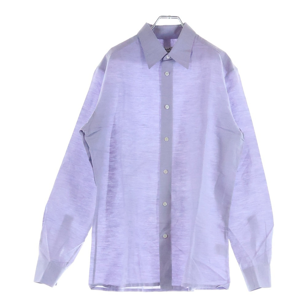 HERMES(エルメス) フランス製 リネン混 ロングスリーブ コットンシャツ パープル