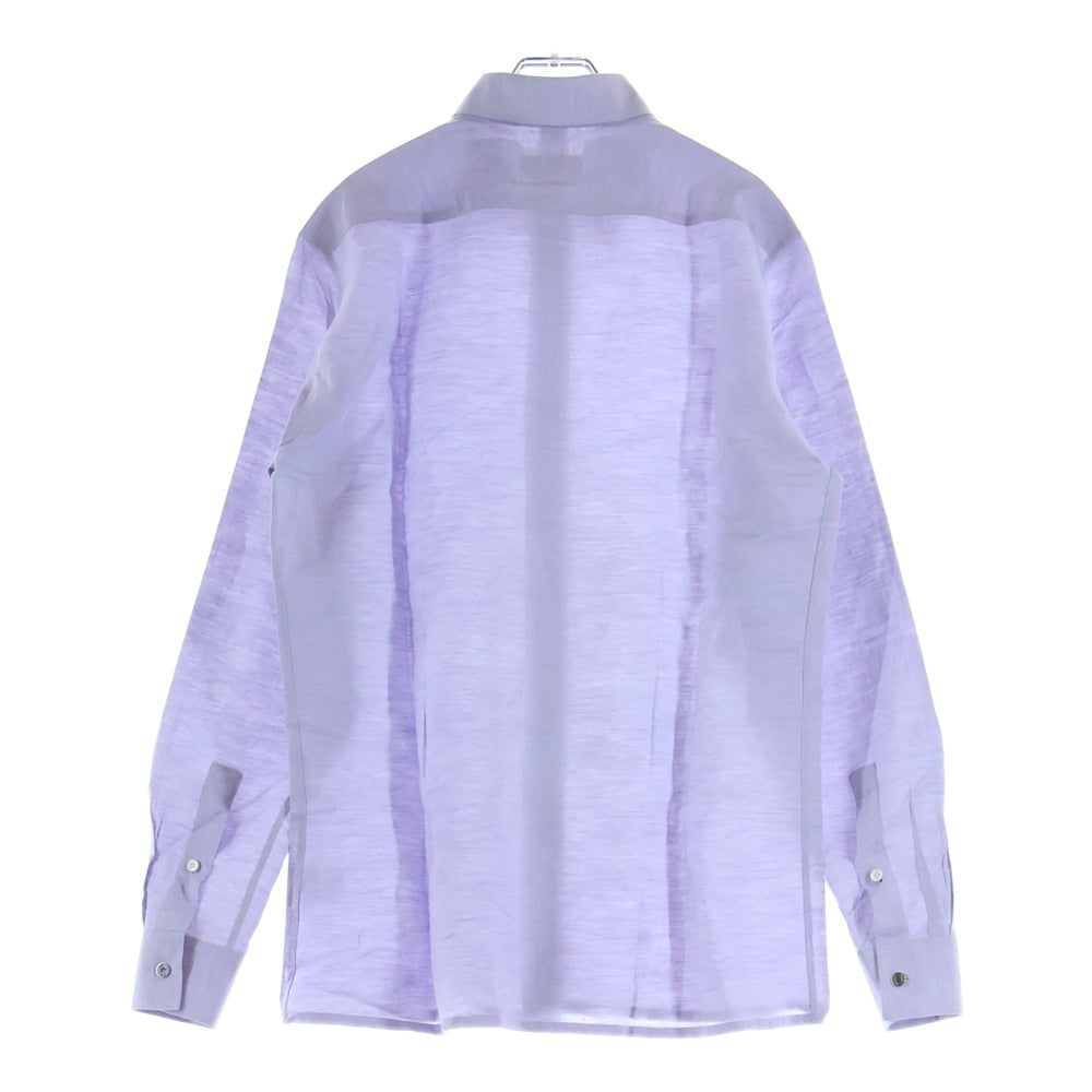 HERMES(エルメス) フランス製 リネン混 ロングスリーブ コットンシャツ パープル