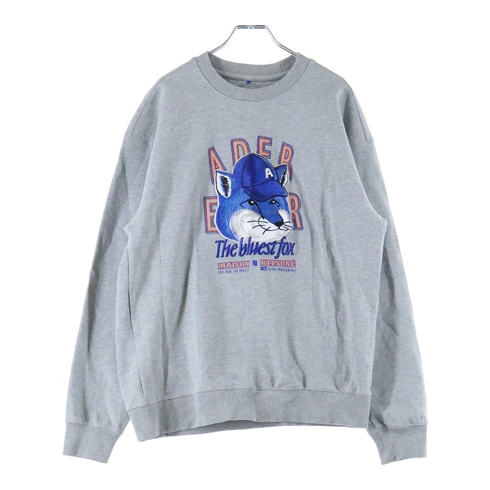 MAISON KITSUNE(メゾンキツネ) 21AW ×ADER ERROR アーダーエラー フロント フォックス ロゴエンブロイダリー プルオーバー スウェット グレー BKKFWSW04GR1