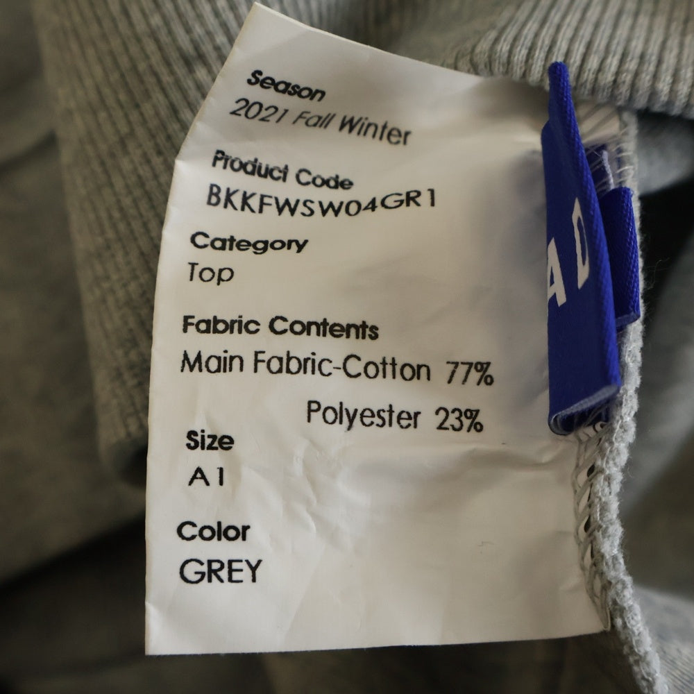 MAISON KITSUNE(メゾンキツネ) 21AW ×ADER ERROR アーダーエラー フロント フォックス ロゴエンブロイダリー プルオーバー スウェット グレー BKKFWSW04GR1