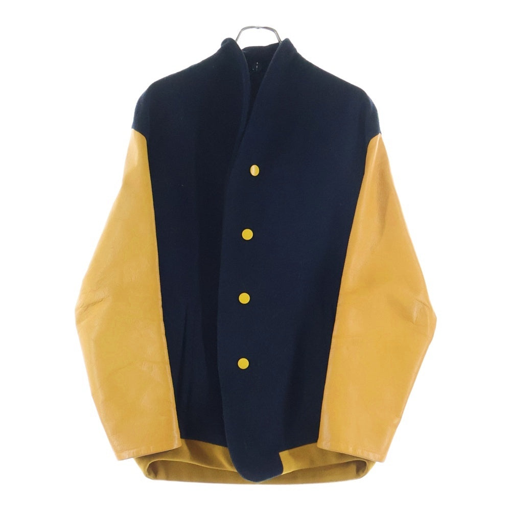 the Sakaki(ザ サカキ) Stadium Jumper スタジアムジャンパー ウール レザー切り替え ブルゾン ジャケット ネイビー/イエロー