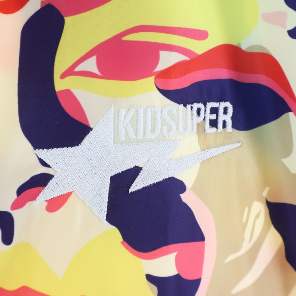 A BATHING APE(アベイシングエイプ) ×KIDSUPER CAMO LIGHTWEIGHT JACKET キッドスーパー カモ総柄 ライトウェイト フーデッドナイロンジャケット マルチカラー 001LJL231904C