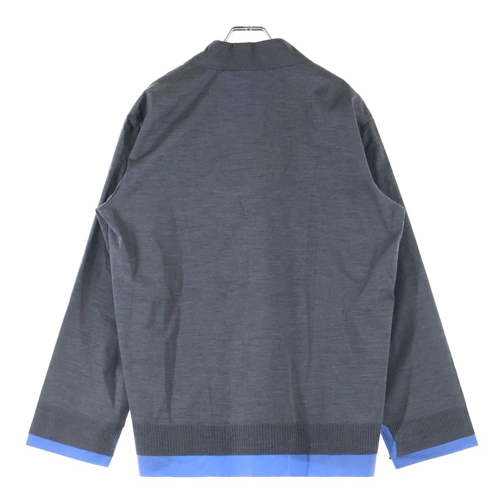 miumiu(ミュウミュウ) 24AW Camicie Maglia Popeline Shirt カミーチェ マグリアポプリン オープンカラー長袖シャツ レディース グレー/ブルー MK1890 S000 15Q9