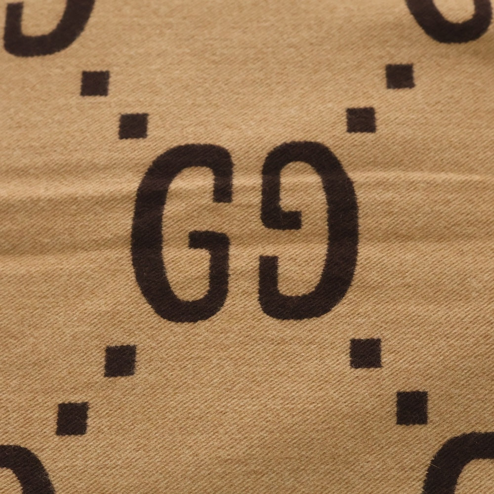 GUCCI(グッチ) GGジャカード ウールシルク スカーフ フリンジマフラー ブラウン 495592 4G350 レディース