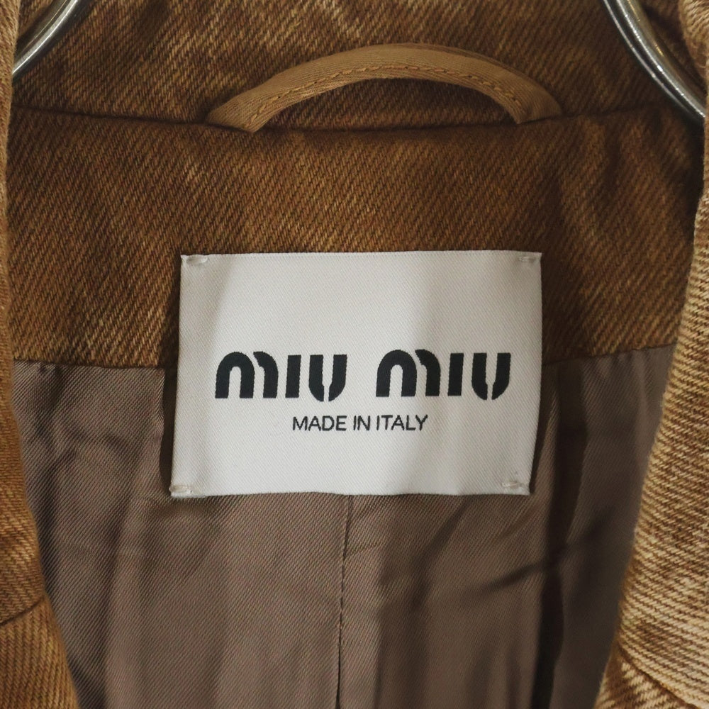 miumiu(ミュウミュウ) 23SS ロゴエンボス デニムロングコート レディース ブラウン GWS114 S231 121H