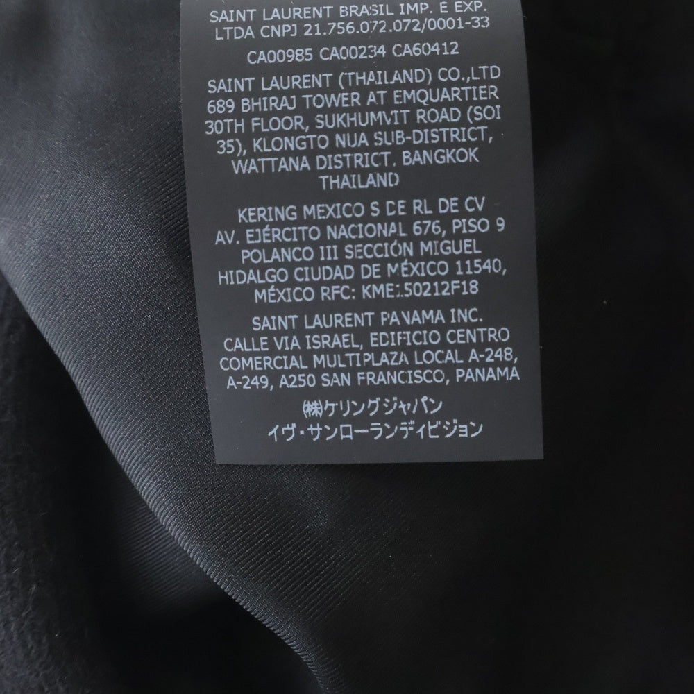 SAINT LAURENT PARIS(サンローランパリ) シルク メタルボタン ダブルブレスト ミドルコート ブラック 707006 Y2F64