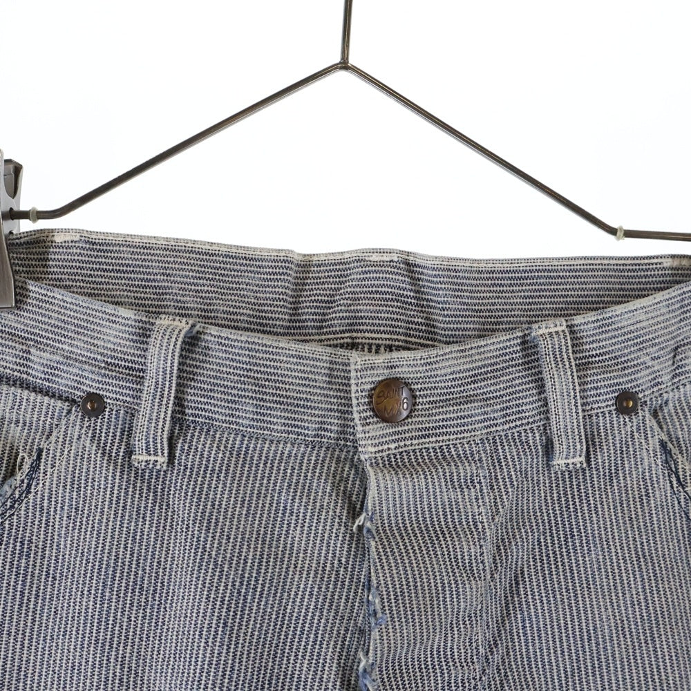 SAINT MICHAEL(セントマイケル) 24SS DENIM PANTS/HICKORY ヒッコリー ストライプ ダメージデニムパンツ インディゴ SM-YS8-0000-052
