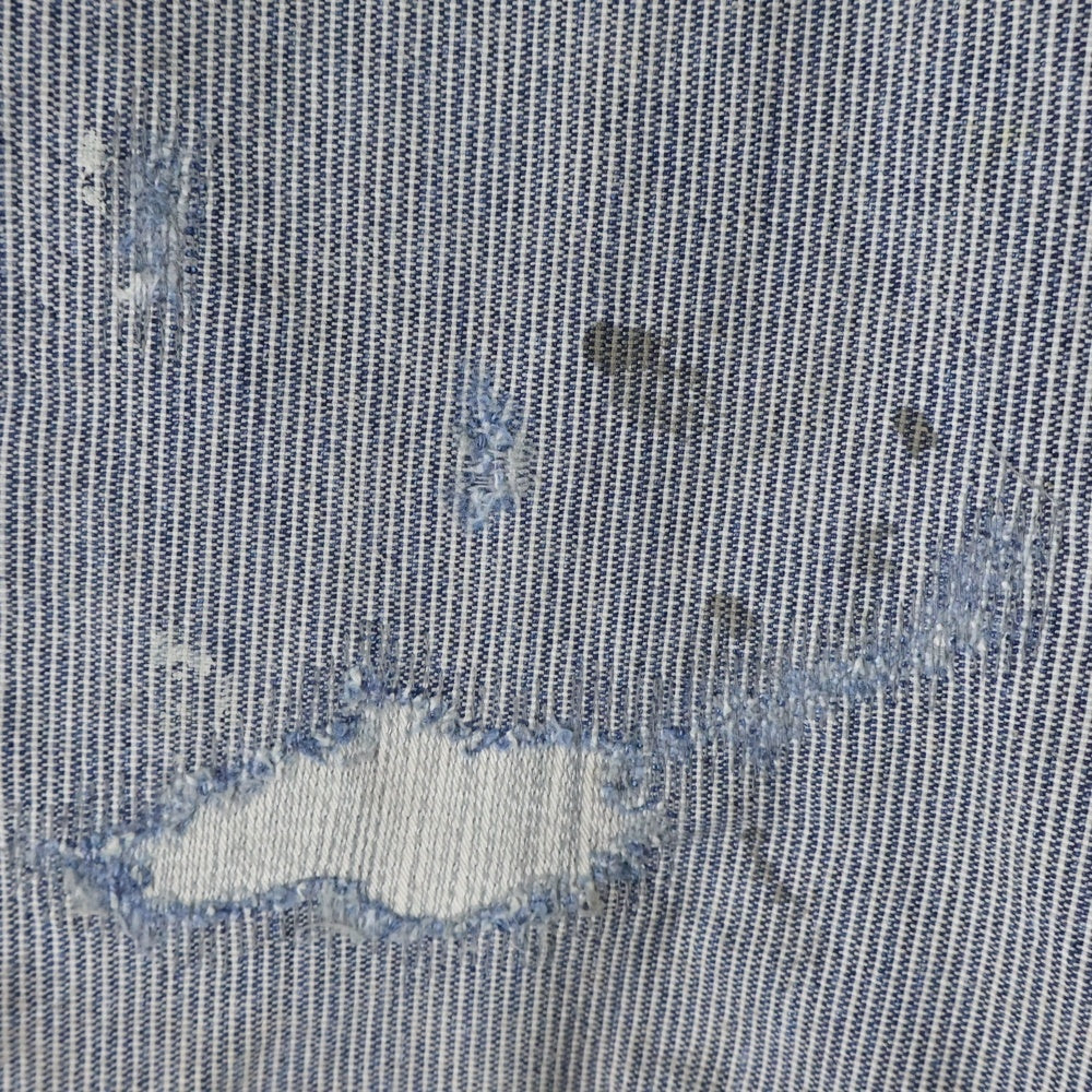 SAINT MICHAEL(セントマイケル) 24SS DENIM PANTS/HICKORY ヒッコリー ストライプ ダメージデニムパンツ インディゴ SM-YS8-0000-052