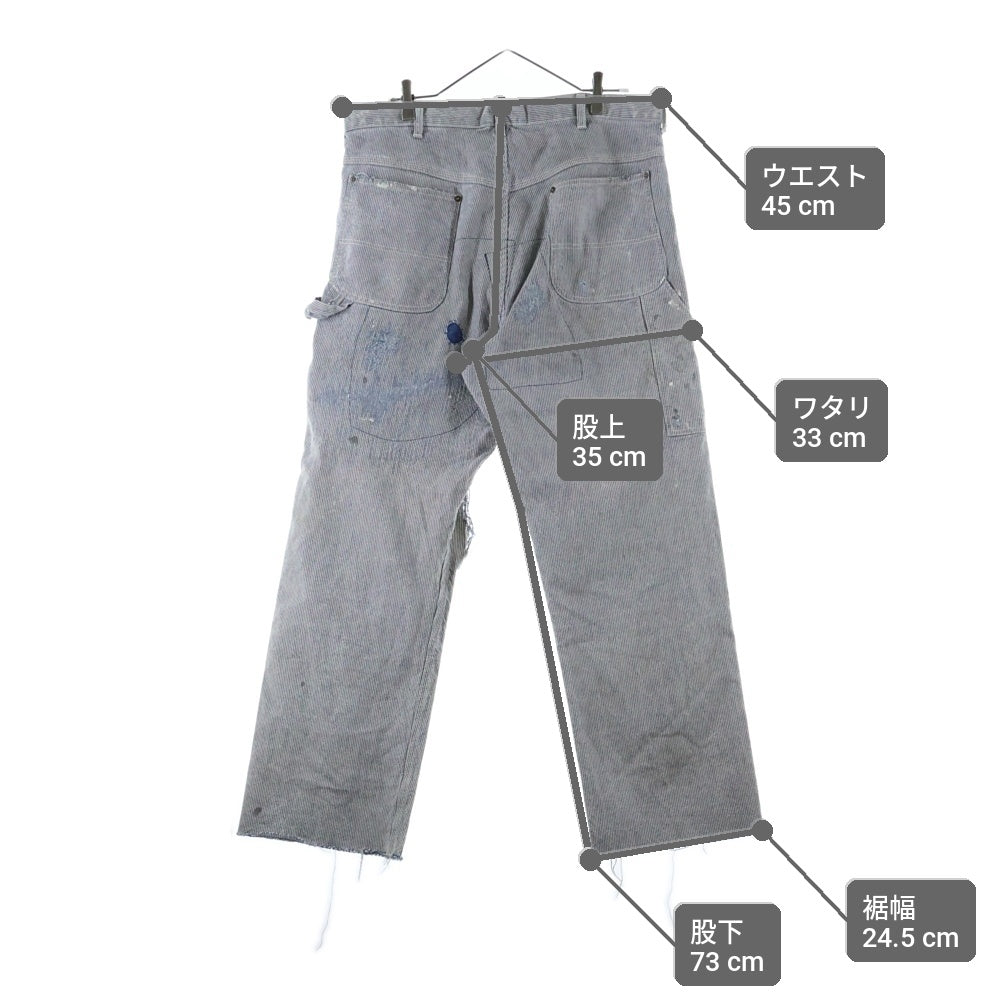 SAINT MICHAEL(セントマイケル) 24SS DENIM PANTS/HICKORY ヒッコリー ストライプ ダメージデニムパンツ インディゴ SM-YS8-0000-052