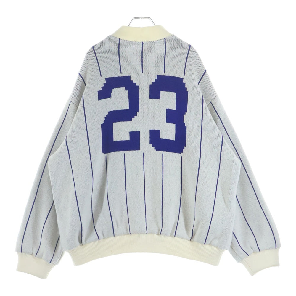 SUPREME(シュプリーム) 23SS Pinstripe Varsity Zip Up Sweater ピンストライプ バーシティ ジップアップスウェット ホワイト