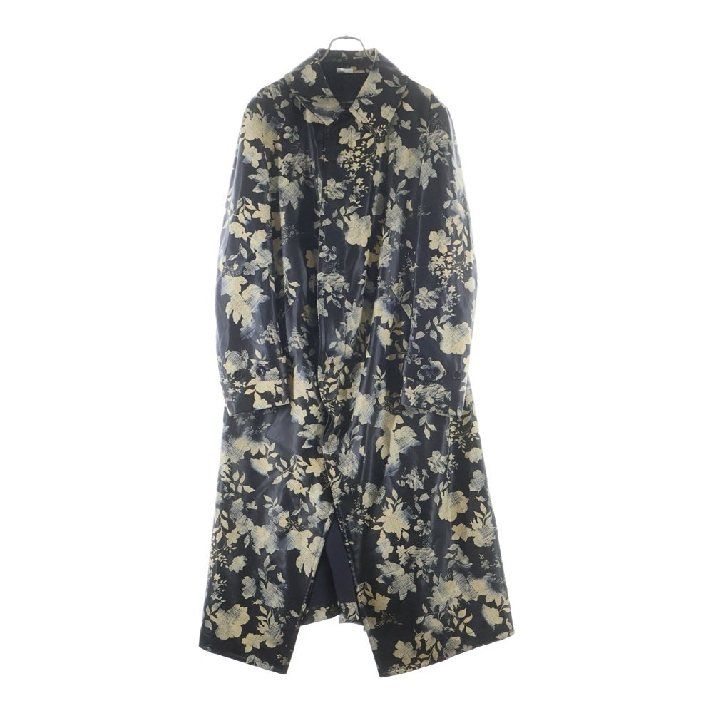 COMME des GARCONS HOMME PLUS(コムデギャルソンオムプリュス) 25SS AD2024 フラワープリント フェイクレザー ステンカラーコート ジャケット ブラック/イエロー PO-C009