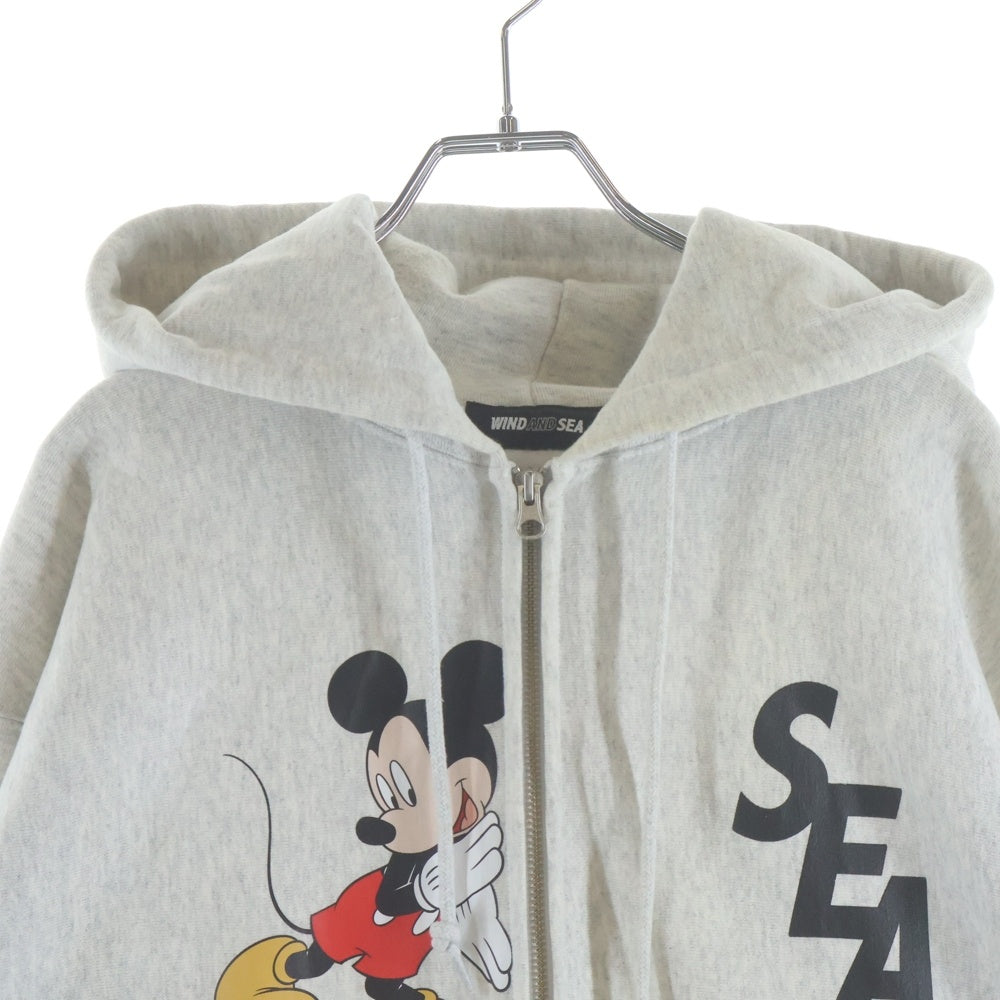 WIND AND SEA(ウィンダンシー) ×DISNEY ZIP UP HODDIE ディズニー プリント ジップアップフーディー パーカー グレー WDS-C-DCN-24-Q2-01